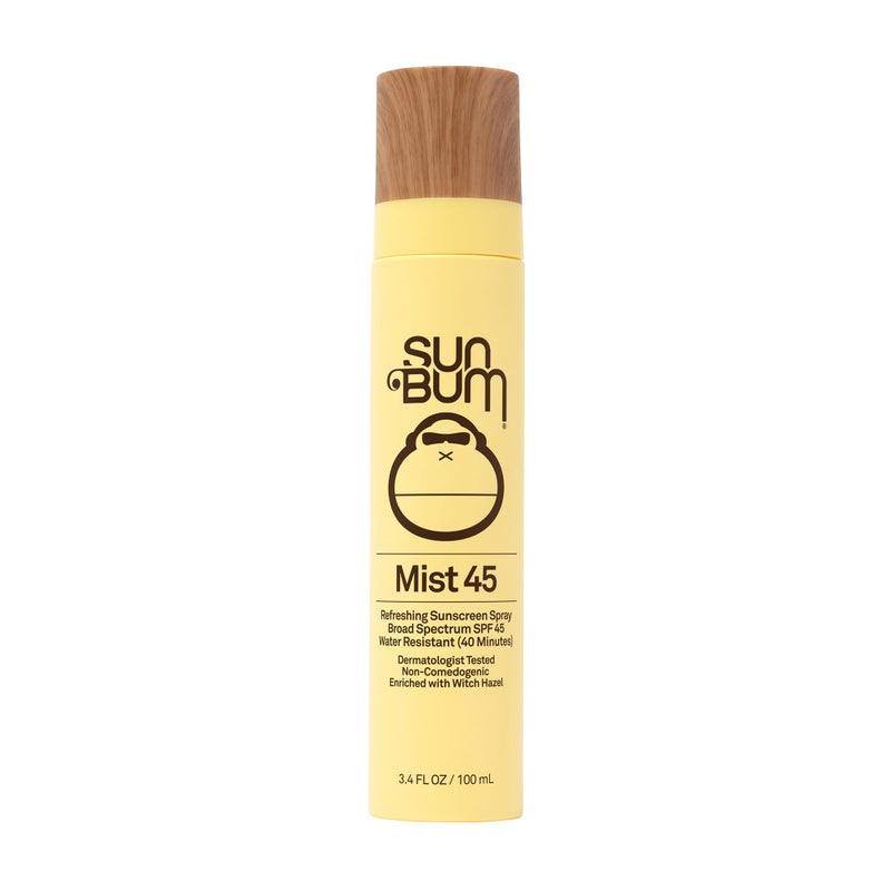سبراي واقي شمس صن بوم الأصلي SPF 45 برود سبكتروم مرطب للوجه مع فيتامين E هاواي 104 متوافق مع قانون الشعاب المرجانية خالي من الأوكتينوكات وأوكسي بنزون حجم السفر 34 أونصة